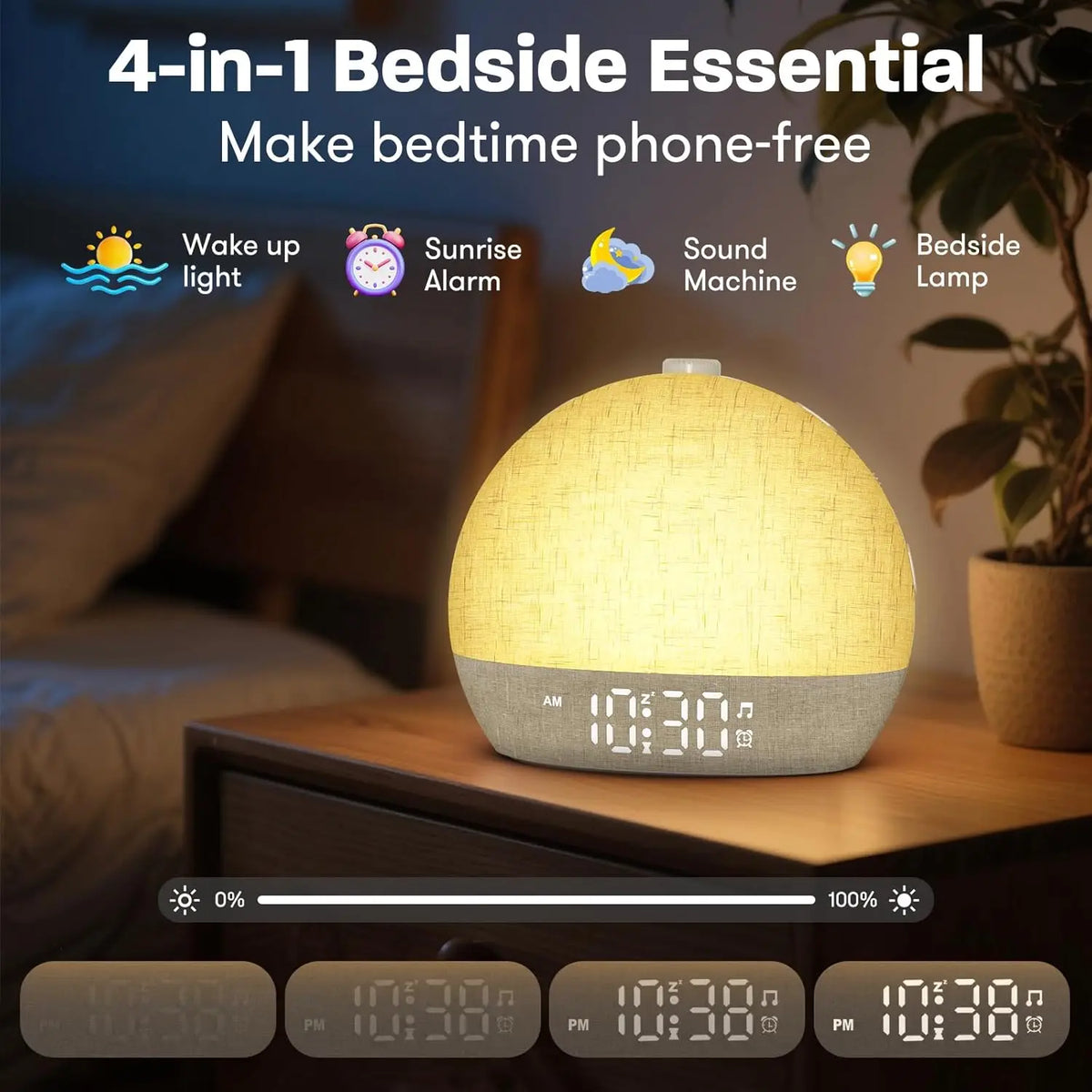 Easylight sunrise simulation brightening gradually before the wake-up sound