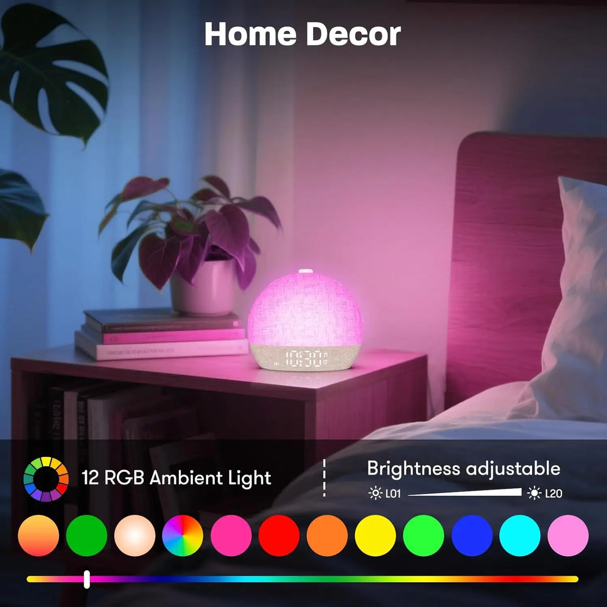 Easylight controls: alarm, sounds, sunrise timer and snooze