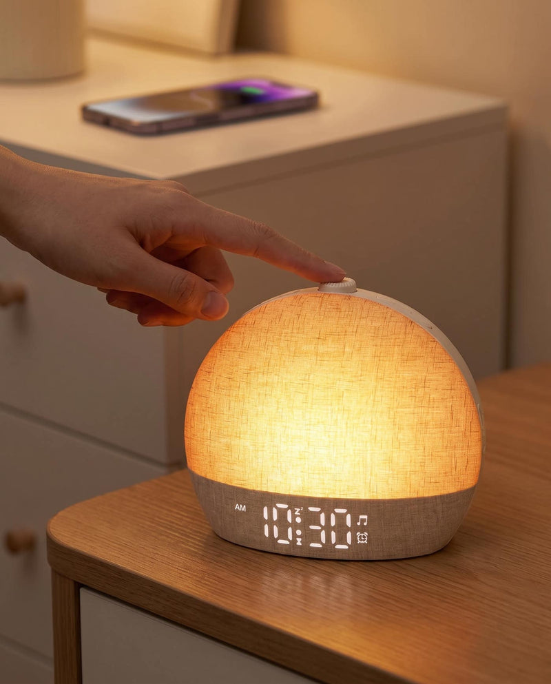 A hand pressing the buttons on top of the Easylight, no phone in sight